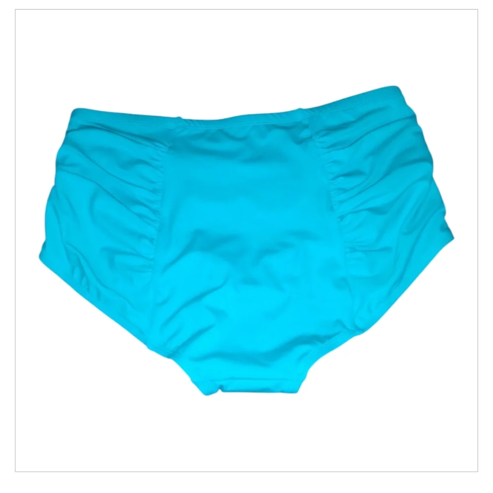 Torrid Plus Colorful Turquoise High-Waisted Ruched Bikini Swim Bottoms 2X 18/20